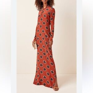 Johanna Ortiz runway Lace-Up Polka-Dot 100% Silk-Crepe De Chine Dress size 8